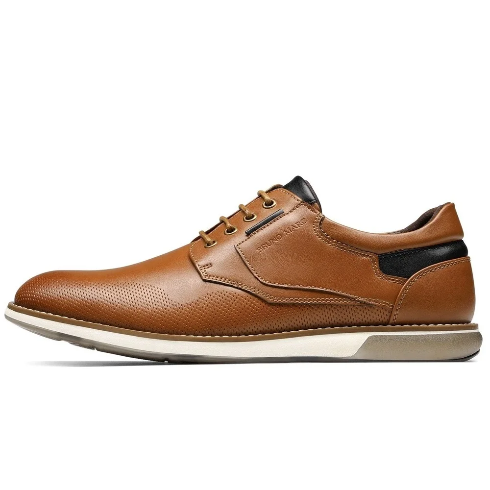 Bruno Marc Mens Modern Casual Oxford Shoes Brown Size 10.5W WIDE NEW